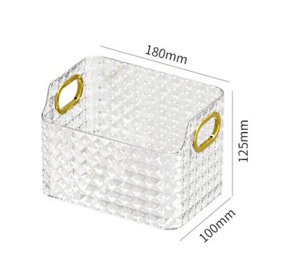 China Clear Plastic Acrylic Organizer Plastic Storage Box Stackable Bathroom Food Container Storage Box For Book Cosmetic for sale