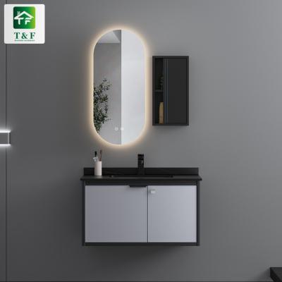 China Water Proof Eco-friendly European Black Marble Outdoor Bathroom Vanity Combination Sink Door White Bathroom Cabinet for sale