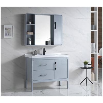 China Eco-friendly Light Luxury European Style Water Proof Bathroom Vanity Cabinet Floor Solid Wood Waterproof Set for sale