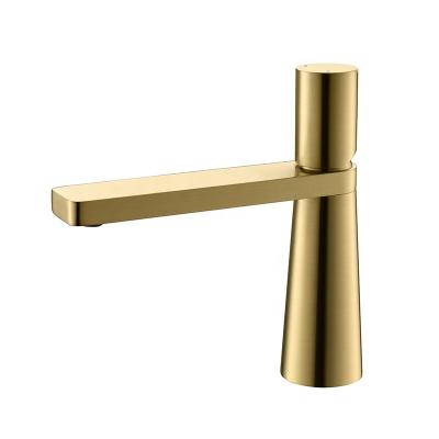 China Luxury Metered Faucets Bathroom Brushed Gold Hotel Household Basin Sink Vanity Countertop Faucet for sale