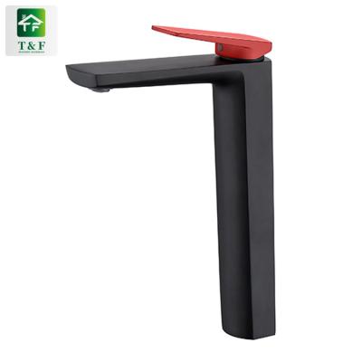 China Modern Sanitary Ware Matte Single Handle Hot Cold Basin Bathroom Water Faucet Black Red for sale