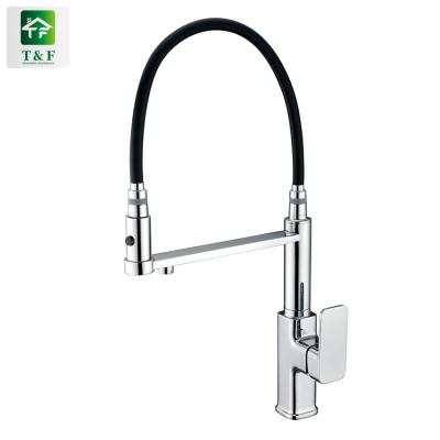 China Modern Commercial Chrome Hot And Cold Mixed Water Pull Down Kitchen Faucets With Kitchen Faucet Filter for sale