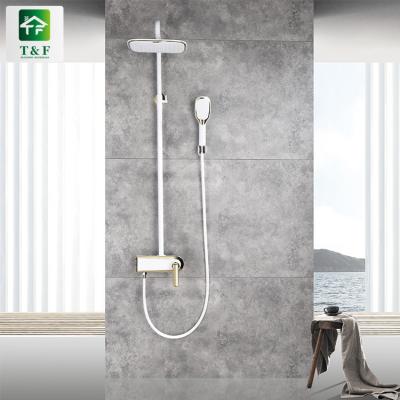 China Modern Square Rainfall Bathroom Unit Shower Faucets Mixer Shower Faucets White Good Quality Shower Set for sale