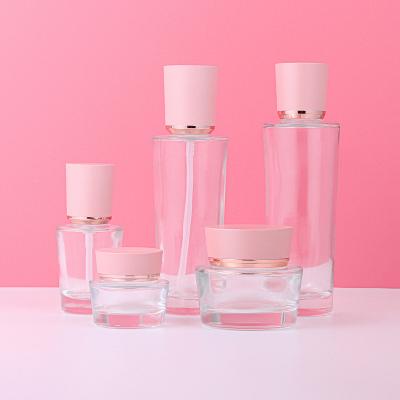 China Wholesale 30g 50g 40ml 100ml 120ml Luxury Empty Cosmetic Glass Bottle And Jar Set Cosmetics Skin Care Packaging Containers for sale