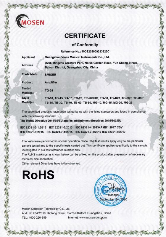 RoHS - Guangzhou Vines Music Instruments Co., Ltd.