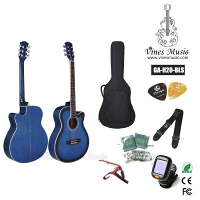 China Hot Selling Chinese Basswood Acoustic Guitar with Guitar String and Guitar Capo for sale