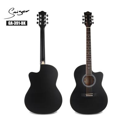 China Affordable Beginner's Guitar Matt Finish Guitar Black 39 Inch Acoustic Guitar for sale