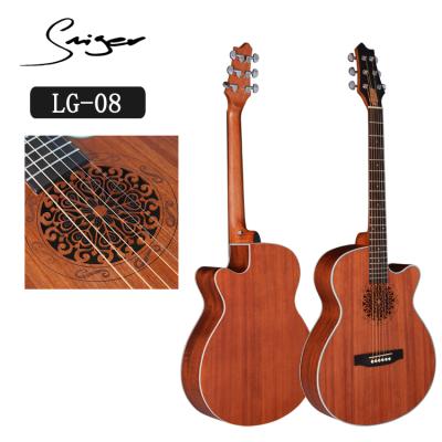 China LG-08 40 Inch GUITAR 40 Inch 6 Strings Acoustic Guitar Cutaway Carving New Sound Hole Design Made In China for sale