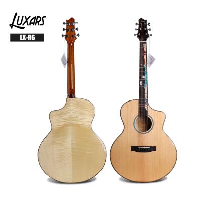 China Custom JF Body Shape LX-R6 2020 NEW Artwork Fretboard Inlay Flamed Maple Solid Top Acoustic Guitar for sale