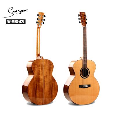 China Grade A Wholesale Solid Acoustic Cedar Koa Country Western Jumbo Guitar for sale