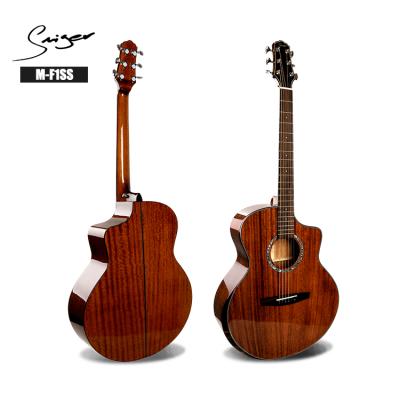 China OEM High Grade Custom Brand Solid Mahogany M-F1SS Smiger Mahogany Armrest Full All Solid Western Acoustic Guitar for sale