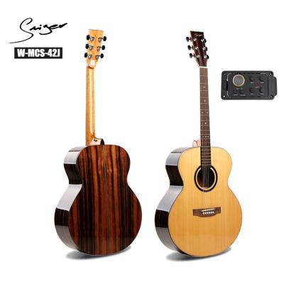 China Cedar Ebony 42 Inch Jumbo Body Solid Back Acoustic Guitar Solid Top OEM for sale