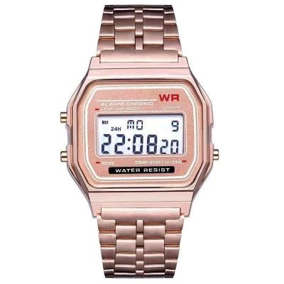 China Best Price Square Alarm Sports Watches Waterproof High Quality Electronic Classic Digital Stainless Steel Retro Watches Men Watch for sale