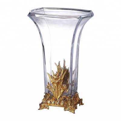 China Luxury Home Decoration JDSC Small Size Crystal Brass Vase for sale