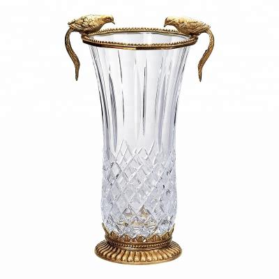 China Excellent decorative luxurious brass crystal vase home decoration art and craft CLASSIC for sale