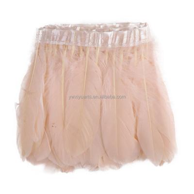 China Garment Multiple Colors in Stock Champagne Goose Feather Trim Fringe for Clothing for sale