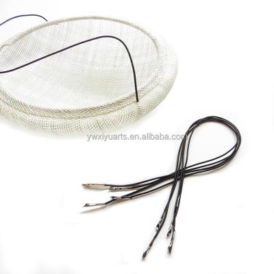 China Hat Making Millinery Supplies 2 mm 30 cm Elastic Hat Bands with 2 Metal Prongs for Hat Making for sale