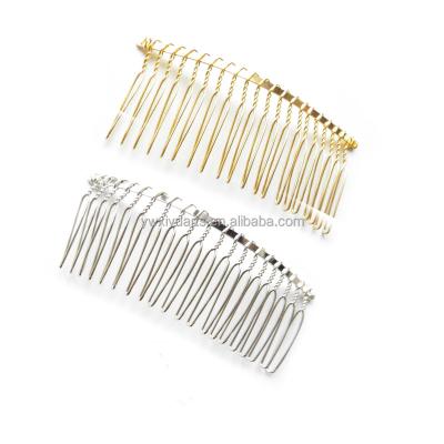 China Fashionable Hair Comb 20 Teeth Gold Silver Plated Metal Hair Combs for Bridal Crown Millinery for sale