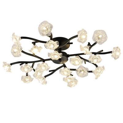 China Bedroom Tree Fork Flower Shape Modern Glass Crystal Ceiling Lamp for sale