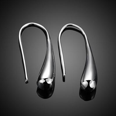 China High Quality 2 Pcs/Set Water American European Simple Silver Geometric Drop Hook Earring Set Women Shiny Earring Set for sale