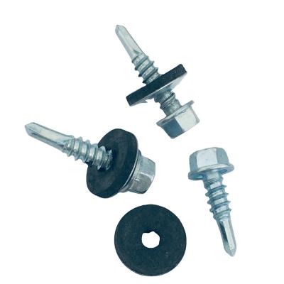 China Wholesale HEX YZ-S006 Carbon Steel Zinc Roof Screws With Hex Head Self Rubber Gaskets Hex Drilling Screws for sale