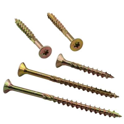 China Carbon Steel Flat Zinc Countersunk Flat Head Self Drilling Chipboard Wood Decking Screws With 6 Seed Torx Drive for sale