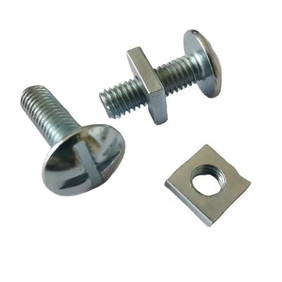 China YZ-B007 Steel Cross Slotted Pan Head Zinc Plated Galvanized Square Nut Retaining Bolt for sale