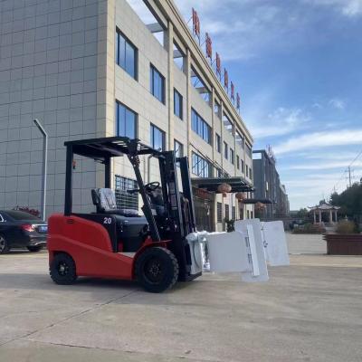 China 48 Volt 4 Wheel Electric Forklift Seated 2.5 Ton 4.5m Electric Fork Truck With Clamps for sale