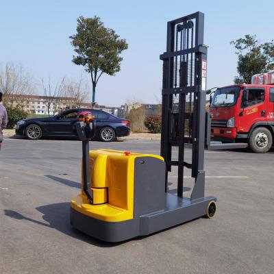 China 1200kg 2m Gegengewicht Lift Stacker Elektrisch angetrieben Stacker Walk hinter Gabelstapler zu verkaufen