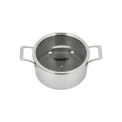 China Sustainable Hot Selling Triple Clad 304 Stainless Steel Cookware Stock Pot Casserole With Nonstick Coating And Lid for sale