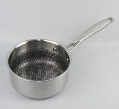 China Sustainable Triple Clad Stainless Steel Saucepan Honeycomb Non-Stick Saucepot Without Lid for sale