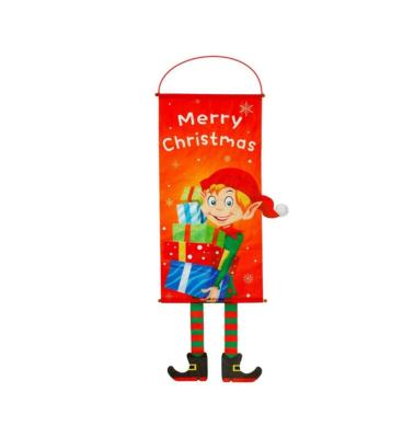 China Factory Customizable Wholesales Door Decoration Customize Christmas Party Hanging Cloth Flag for sale