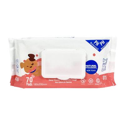 China Small Animals Puppy Pet Organic Biodegradable Bamboo Grooming Clean Wet Wipes for sale