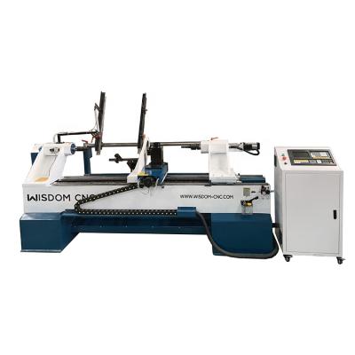 China Handle WISDOM WS-L1530A CNC Wood Turning Machine Wood Automatic Loading Lathe for sale