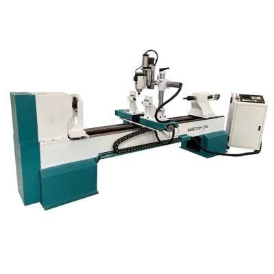 China WS-L1530-4S Wood Column Single Spindle Wood CNC Lathe Machine With Engraving Spindle for sale