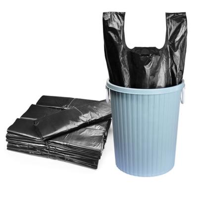 China Recyclable Black Portable Custom Size T-shirt Garbage Bag Plastic Garbage Garbage Bag Garbage Bag For Kitchen Household for sale