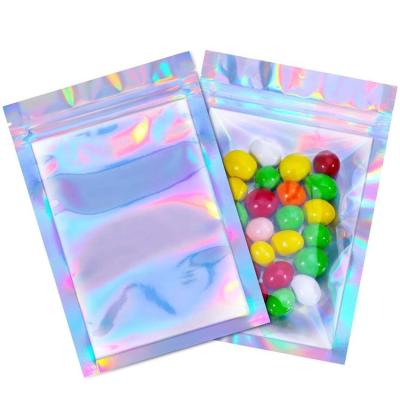 China Factory Price Recyclable Holographic Bag Resealable Custom Printed Three Side Sealing Bag 3 Side Seal Zipper Bag For Food Cosmetic for sale