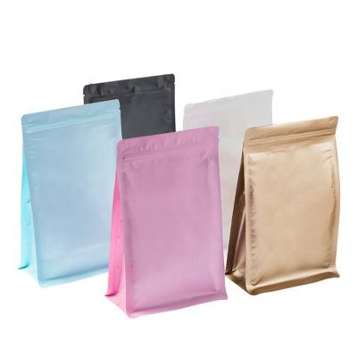 China Food Grade Recyclable Flat Bottom Tea Bag Aluminum Foil Smell Proof Zipper Flat Bottom Custom Coffee Bag For Food Packaging for sale