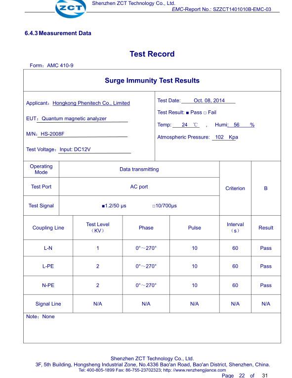 EMC report - Shenzhen Phenitech Technology Co.,Ltd