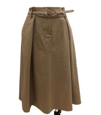 China Anti-Static Lady &sew Woven Skirt w/belt Flare Edge Cut Skirt For Women for sale