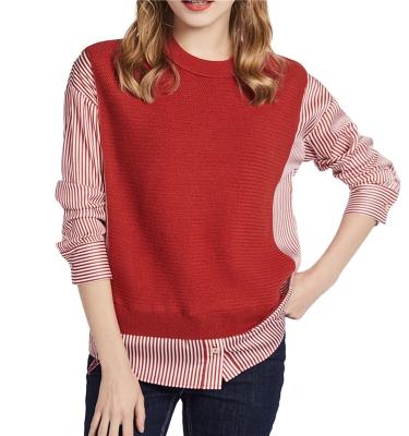 China Anti-wrinkle Women Long Sleeves Spring Autumn Summer Knitwear 2021 Fake Both Pieces for sale