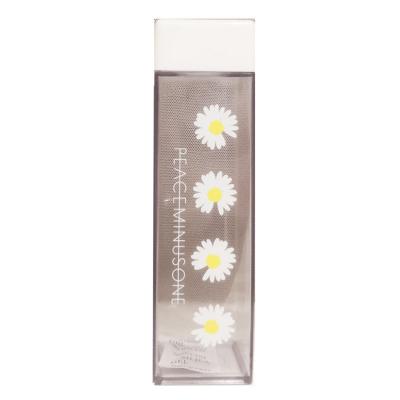 China Michley Daisy Flower Drinking Transparent Clear Student Cup Creative Square Plastic Viable Water Bottle With Lanyard for sale