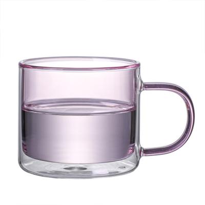 China COOKY.D Amazon Viable Hot Selling Reusable Tea Cup Drinking Glass Colorful Double Mug for sale