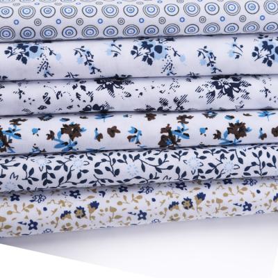 China yongteng 45S poplin background anti-static white dot printed woven cotton fabrics for sewing shirts for sale