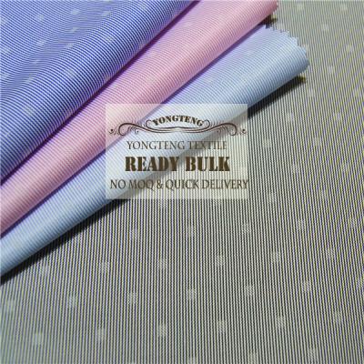 China Stock lot Shrink-resistant, 2016 fashion cvc yarn stripe dyed with small dobby play woven fabric for shirt, no moq, fast delivery for sale