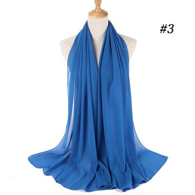 China New Design Polyester Long Bubble Chiffon Malaysia Hijab Women Scarf Pleat Pure Color Muslim for sale