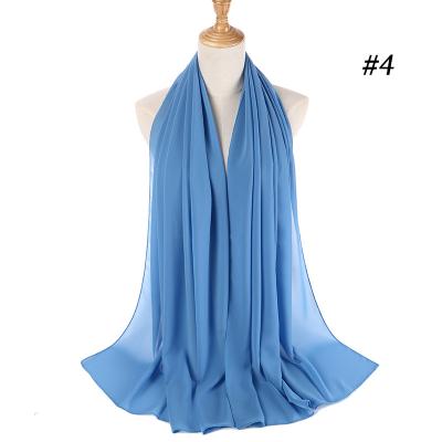 China Malaysia High Quality Chiffon Chiffon Shawl Women's Georgette Scarf Solid Plain Bubble Muslim Chiffon Hijab Polyester Tudung Hijab for sale