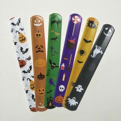 China China PVC Snap Bracelet Halloween Design Handmade Kids Slap Bracelet Custom Wrist Bands for sale