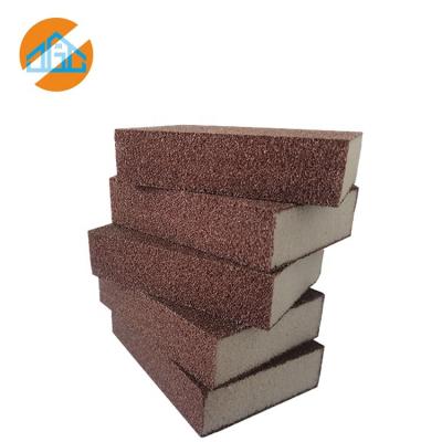 China 4 Sides Surface Use Block Hand Sponge Foam Sanding Abrasive Sanding Pad Foam Aluminum Oxide Emery Sponge for sale