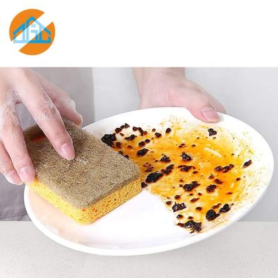 China Sustainable Sisal Plant Based Sponge Scrubber Scrubber Eco Friendly For Cookeware Nonstick, Dish 2 Side Cellulose And Sisal Sponge for sale